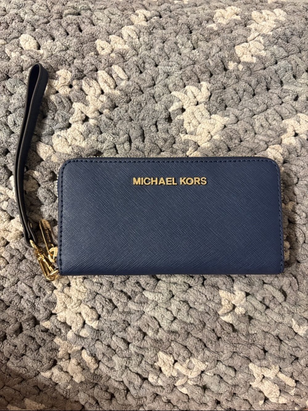 Blue Michael Kors Wristlet Wallet